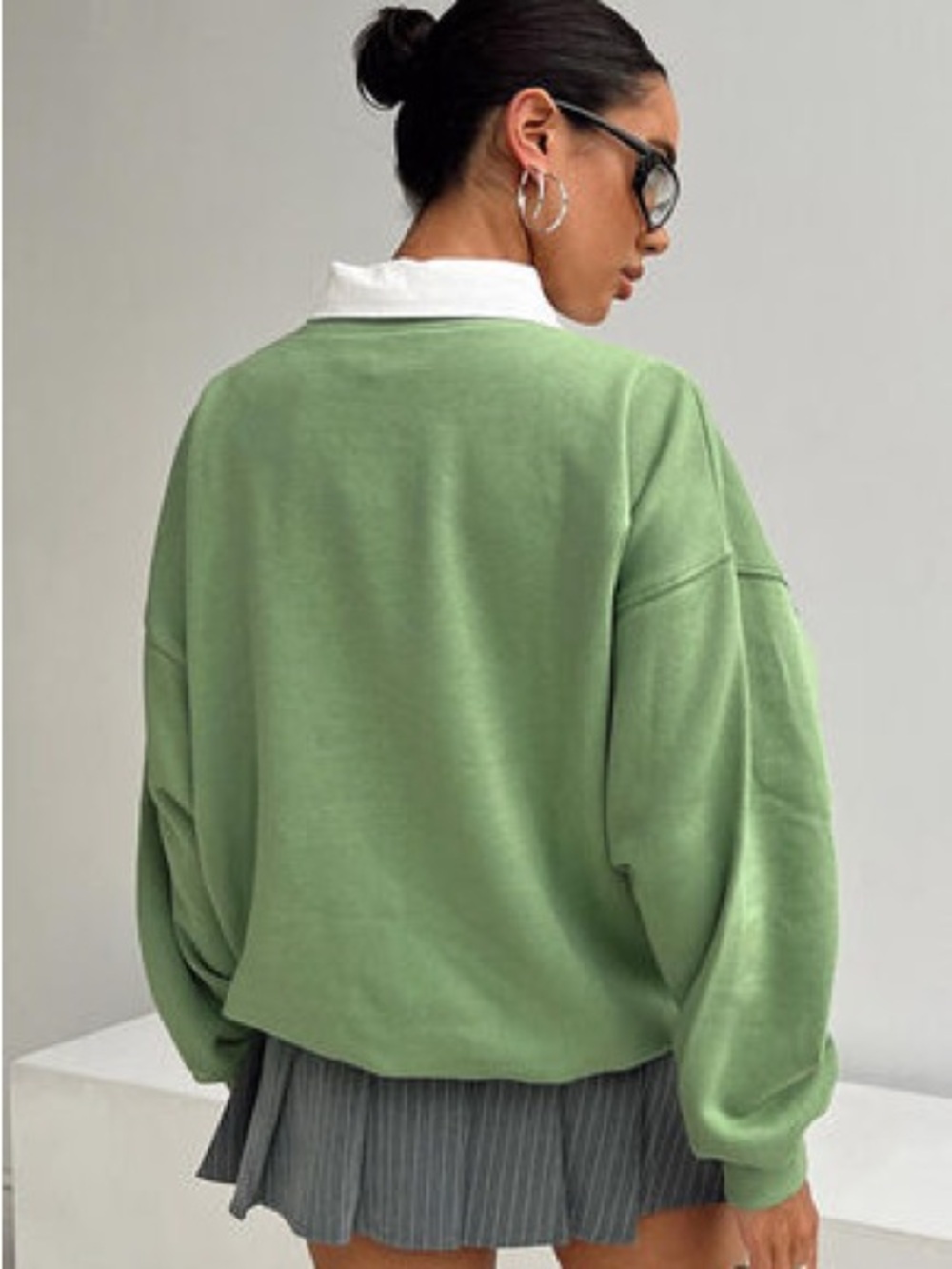 Princess Polly Light Green Crew Sweatshirt oversized